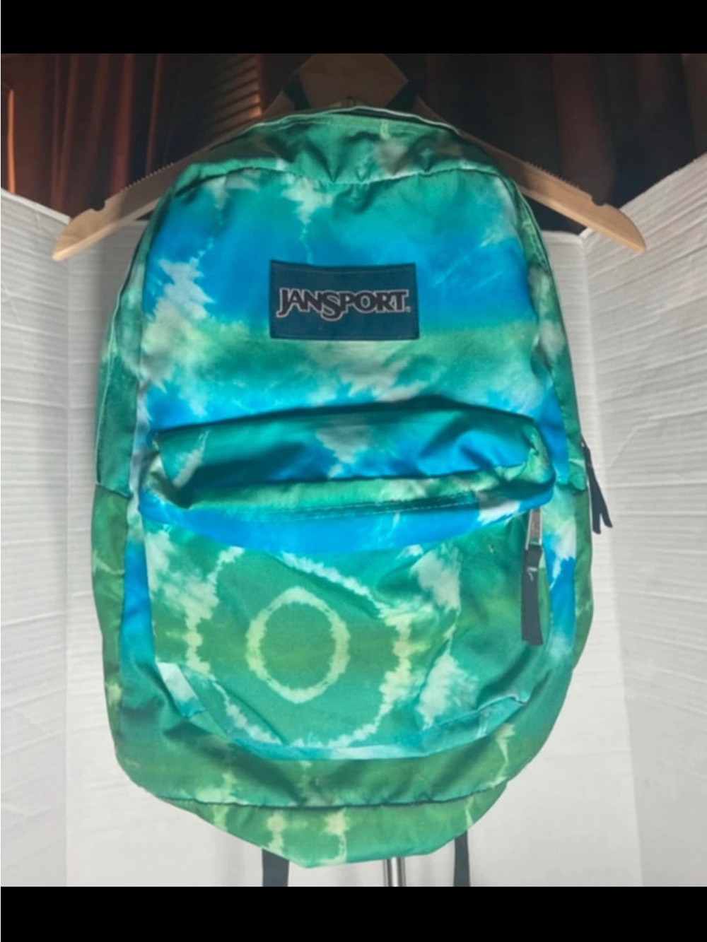 Jansport Teal and Blue Tie-Dye Backpack